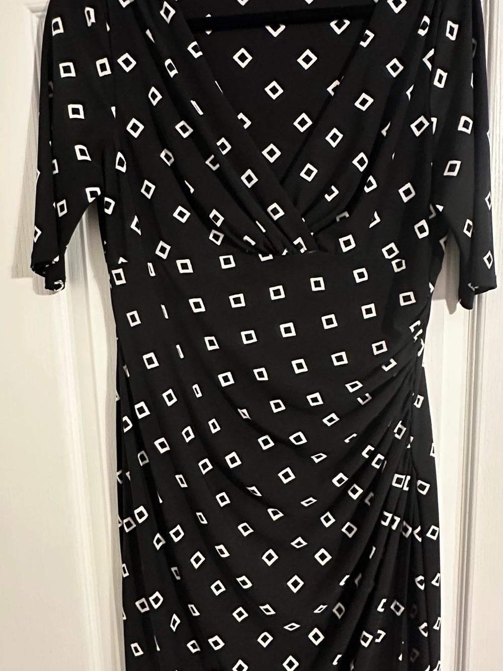 Black and White Geometric Wrap Dress